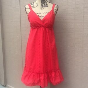 Sz 4 Believe Petite Red Eyelet Lace Dress